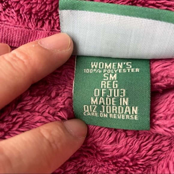 L.L.Bean Vintage Fuzzy Fleece Teddy Jacket  in Burgundy - Picture 6 of 14